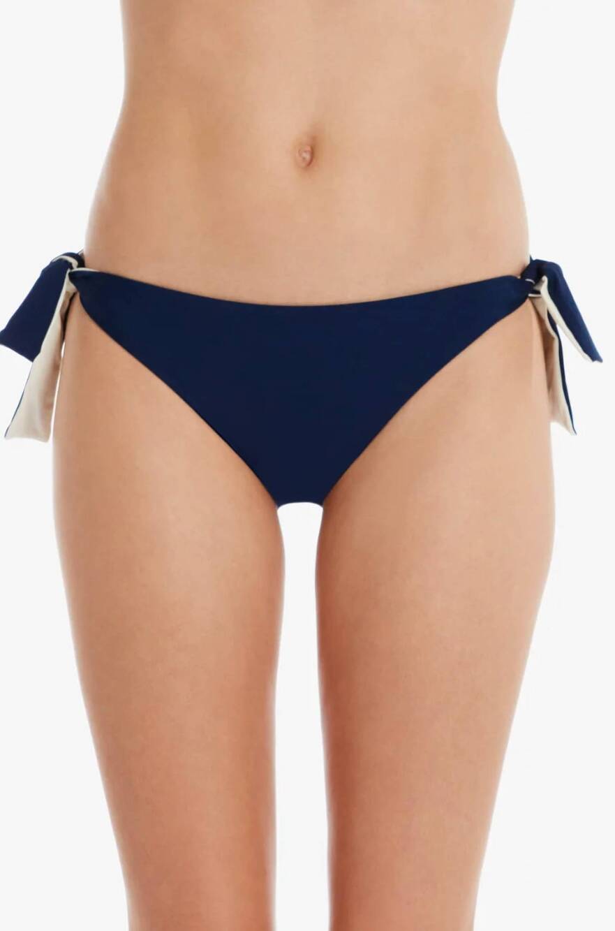 NEW HELEN JON reversible tie hipster bottom bikini in navy ivory